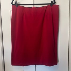 Red pencil skirt with zipper back detail